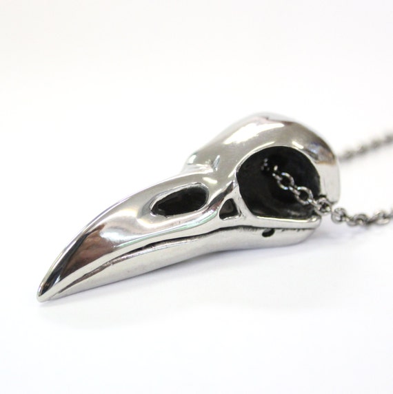 New Gifts Unisex Halloween 3D Metal Crow Raven Skull Pendant Necklace Jewelry