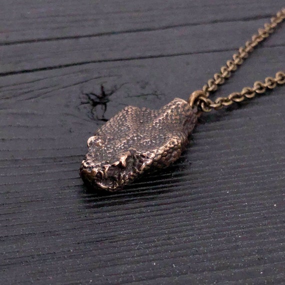 Snake Head Necklace Bronze Rattlesnake 
