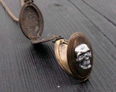 Silver Skull Double Locket Necklace Gothic Human Skull Locket