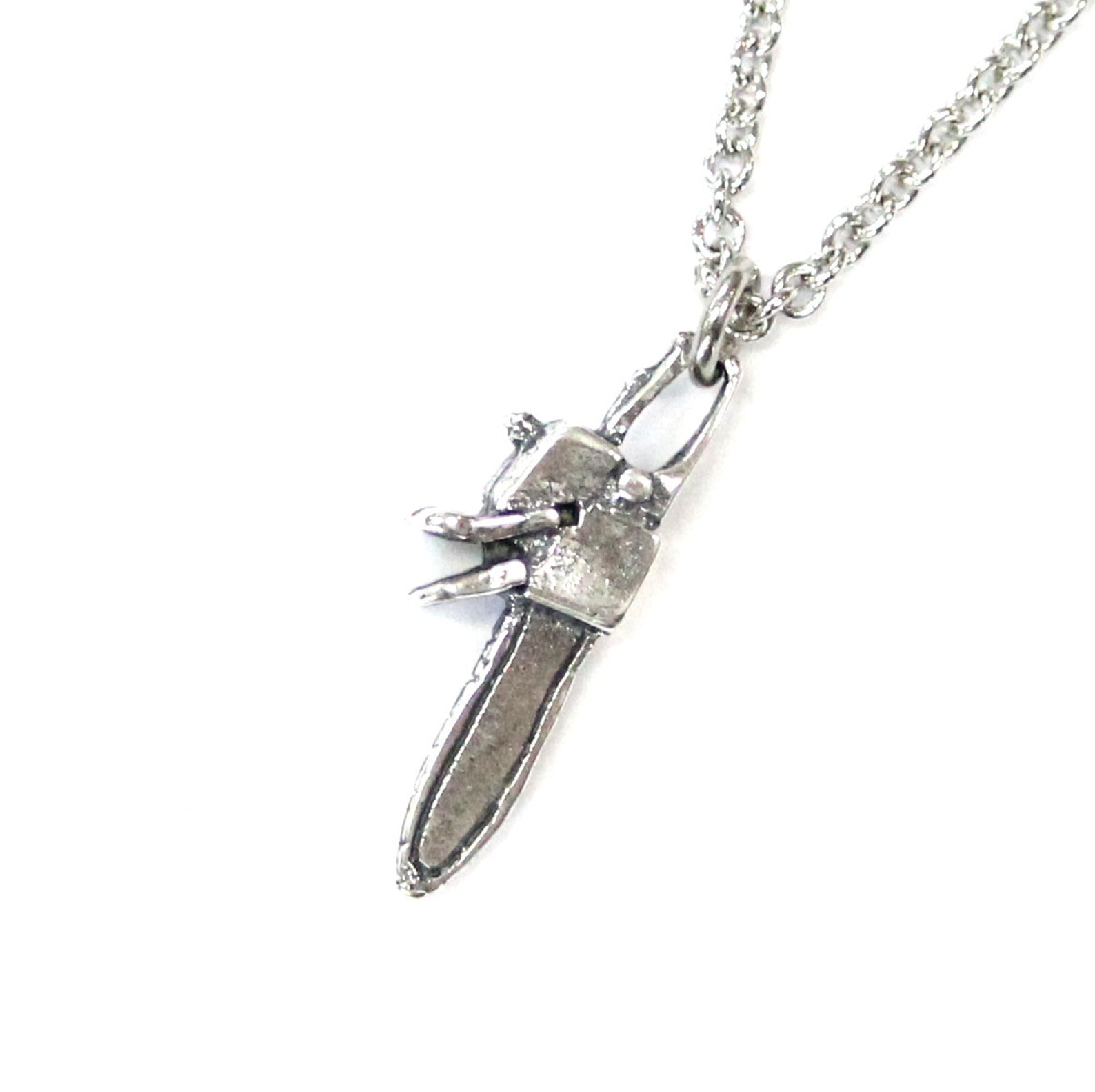 Silver Chainsaw Necklace Chainsaw Charm Necklace Etsy