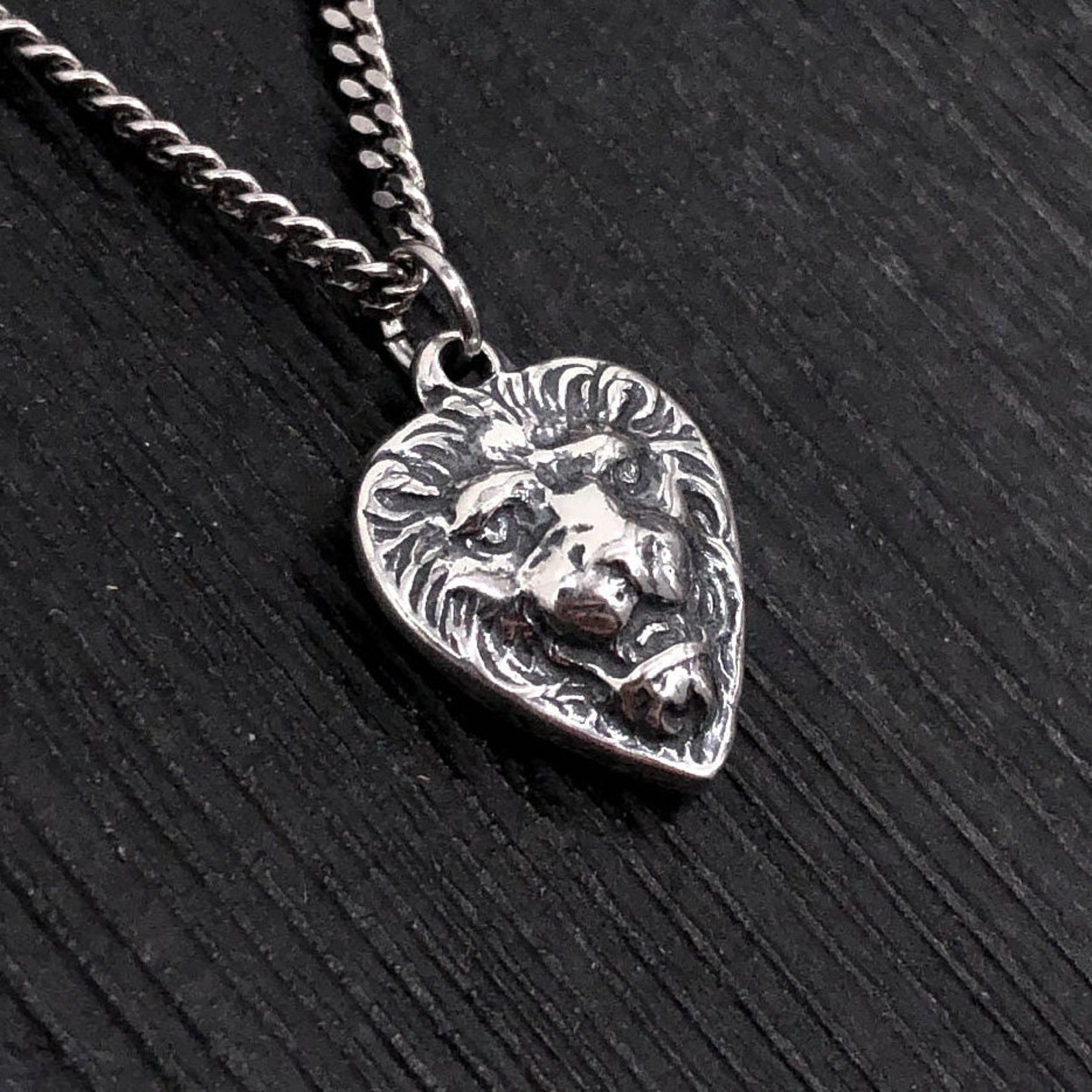 Petite Lion Heart Necklace in Solid Sterling Silver Courage Etsy