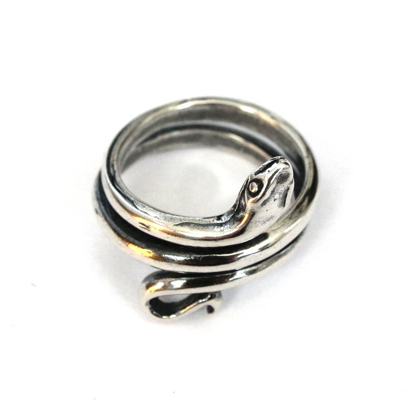 Colubrid Snake Wrap Ring Solid 925 Sterling Silver Sizes 5 to 10 Available Snake Jewelry Gift image 5