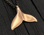 Humpback Whale Fluke Necklace Whale Tail Pendant in Solid bronze