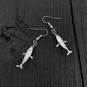 Handmade Sterling Silver Humpback Whale Earrings: Ocean Lover Gift image 2