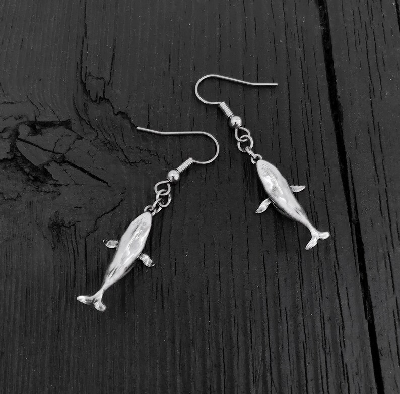 Handmade Sterling Silver Humpback Whale Earrings: Ocean Lover Gift image 2