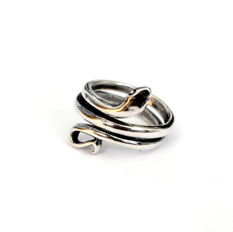 Colubrid Snake Wrap Ring Solid 925 Sterling Silver Sizes 5 to 10 Available Snake Jewelry Gift image 8