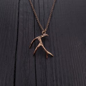 Deer Antler Pendant Necklace , Solid Hand Cast Bronze image 10