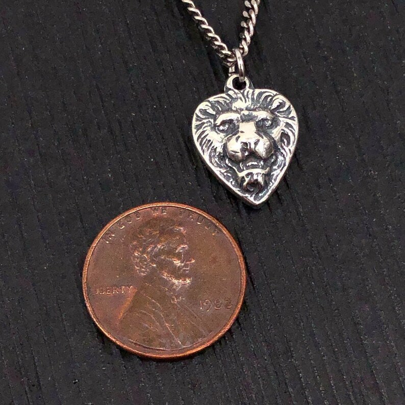 Petite Lion Heart Necklace in Solid Sterling Silver Courage Etsy