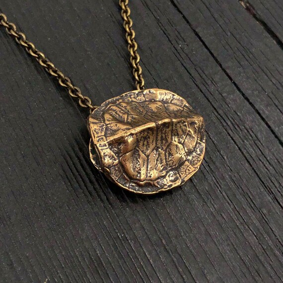 Bronze 3D Turtle Tortoise Shell Pendant Necklace Sea Terrapin