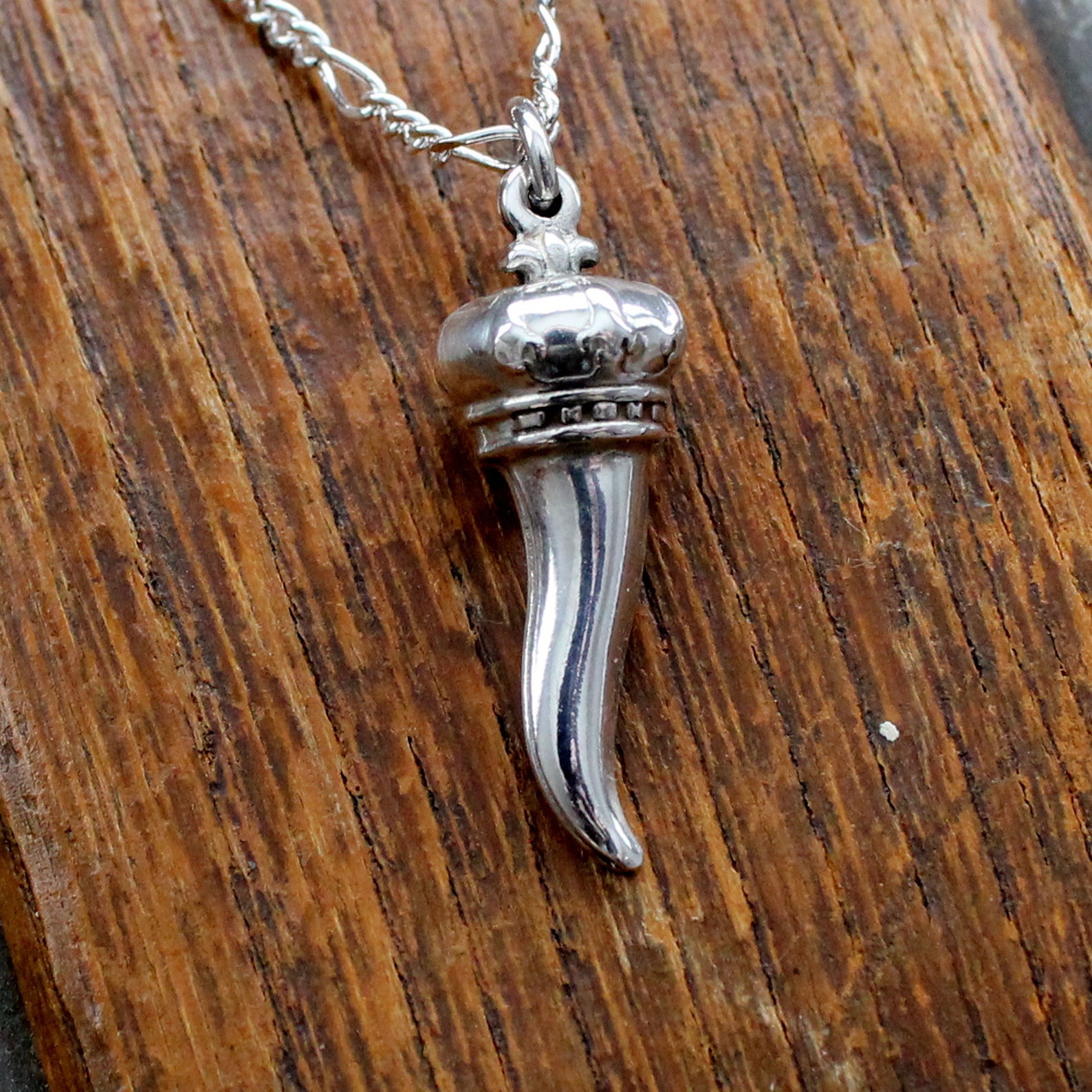 Italian Horn Necklace in Solid Sterling Silver Cornicello Etsy