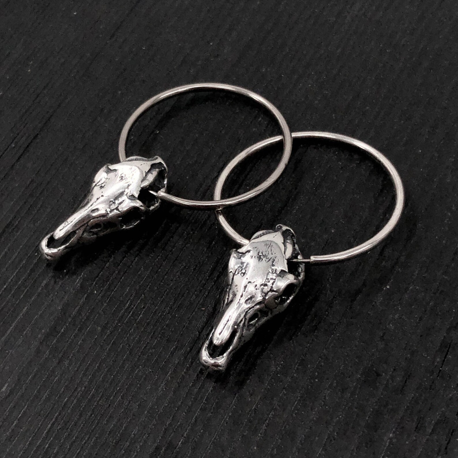 Horse Skull Hoop Earrings in Solid Sterling Silver Etsy