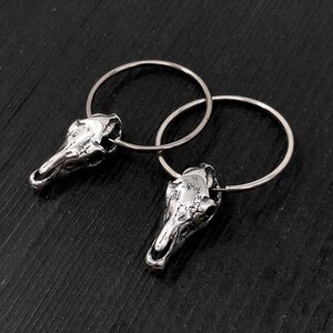 Horse Skull Hoop Earrings in Solid Sterling Silver image 4