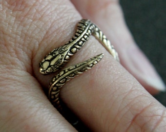 Snake Ring Solid Bronze Snake Ring Colubrid Snake