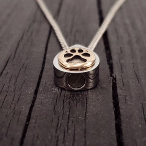 Dog Paw Print Tear Drop Cremation Ash Urn Necklace Solid Bronze on Stainless Steel Custom Engraved Personalised Mourning Pet Urn image 4