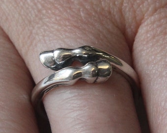 Horse Hoof Ring in Solid White Bronze with Sterling Silver Overlay