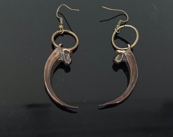 Bronze Eagle Talon Earrings In Solid Oxidized Bronse