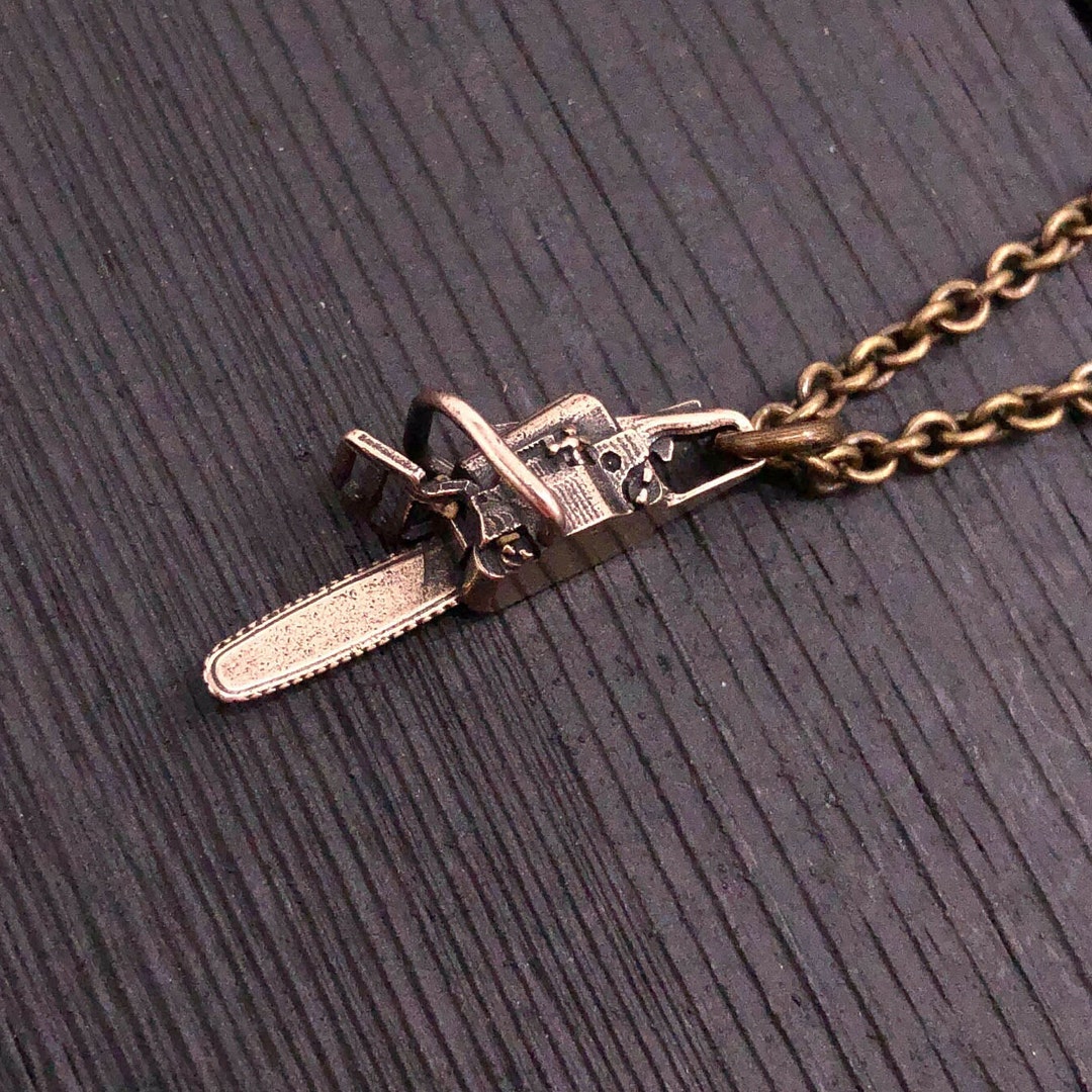 Solid Bronze Chainsaw Necklace Chainsaw Charm Necklace Etsy