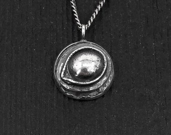 Silver Eye of the Raven Protection Amulet Necklace in Silver Plated White Bronze