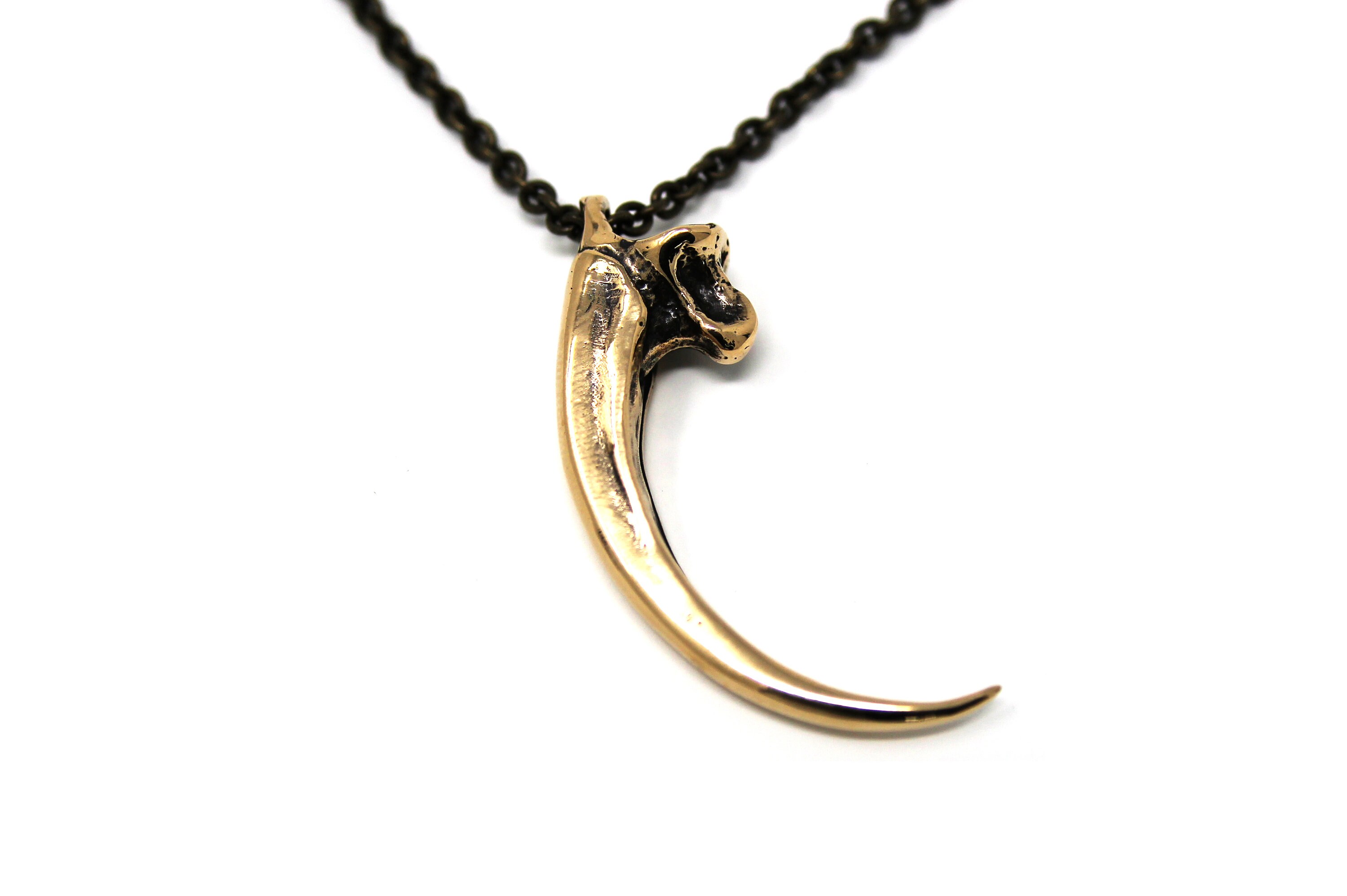 Eagle Talon Pendant Necklace - Solid Hand Cast Jewelers Bronze - Poli…