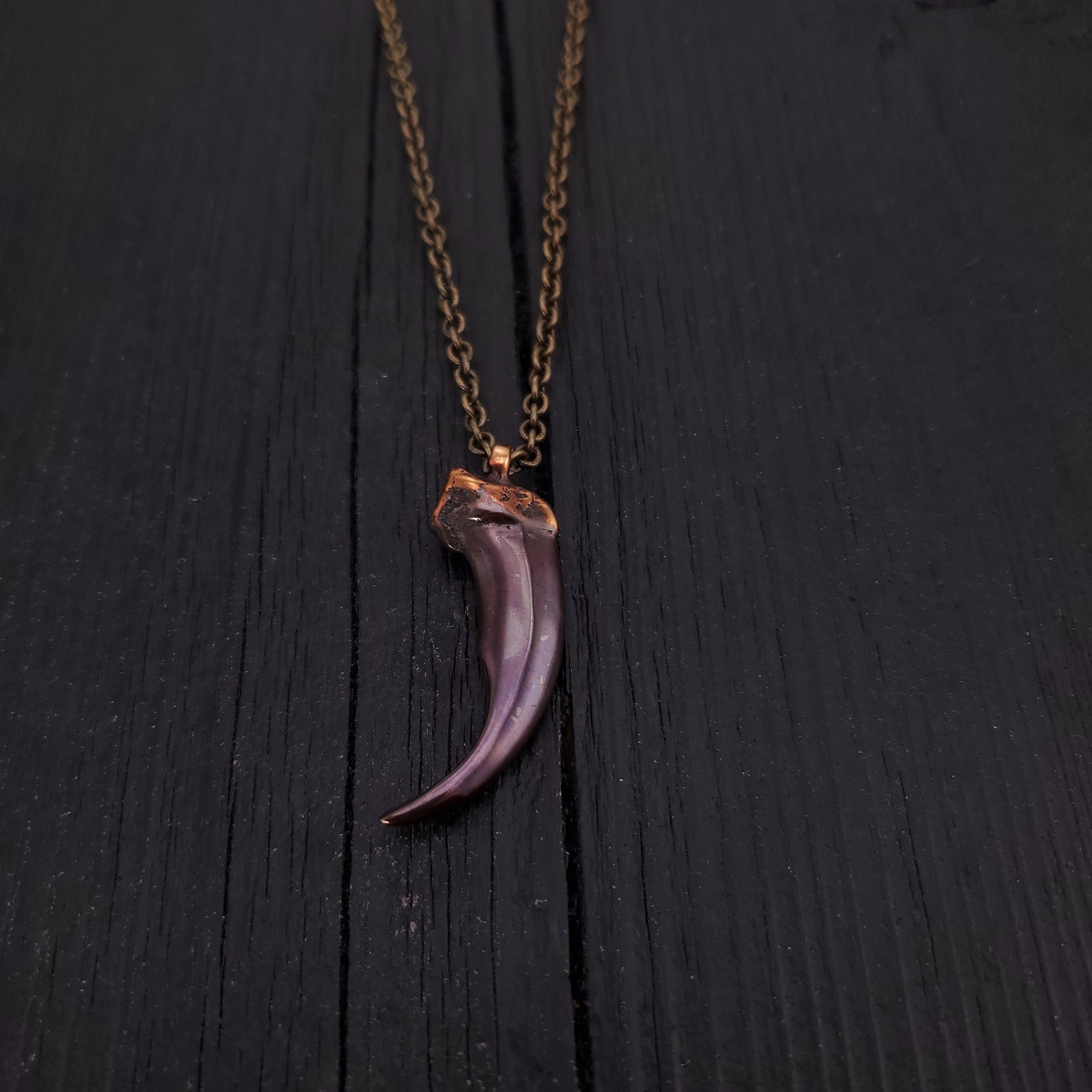 Wolf Claw Pendant Necklace - Two Tone Oxidized Bronze - Canus Lupus -…