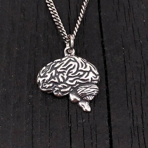 Brain Necklace Sterling Silver Anatomical Brain Neuro Jewelry Neurologist Gift Cerebral Cranium Medical Doctor Nurse Present Pendant