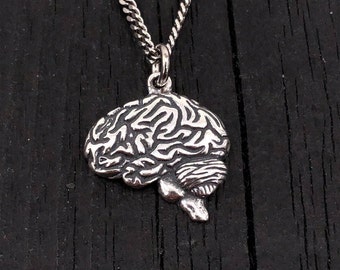 Brain Necklace Sterling Silver Anatomical Brain Neuro Jewelry Neurologist Gift Cerebral Cranium Medical Doctor Nurse Present Pendant