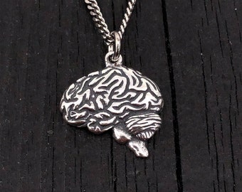 Gehirn Halskette Sterling Silber Anatomisches Gehirn Neuro Schmuck Neurologe Geschenk Gehirn Schädel Arzt Krankenschwester Geschenk Anhänger