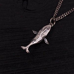 Breaching Humpback Whale Charm Pendant Necklace  925 Sterling Silver
