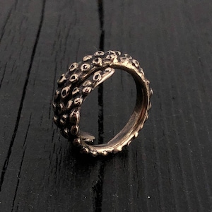 Solid Bronze Octopus Tentacle Ring - Unique Ocean Jewelry, Comfortable and Durable, Available in Sizes 5 to 13.5