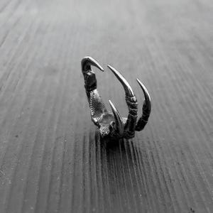Sterling Silver Raven Claw Ring: Hand Cast Crow Foot Statement Jewelry