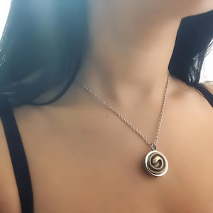 Coiled Bronze Snake Cremation Urn Pendant: Stainless Steel Memorial Necklace
