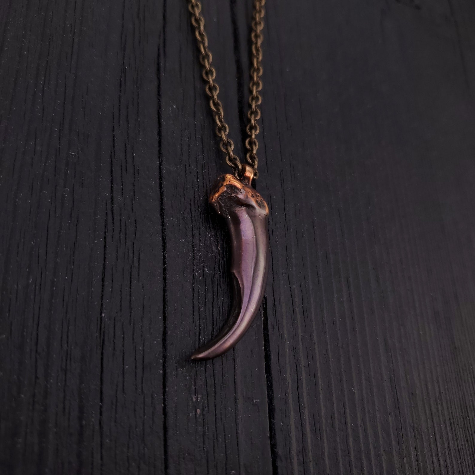 Wolf Claw Pendant Necklace Two Tone Oxidized Bronze Canus - Etsy