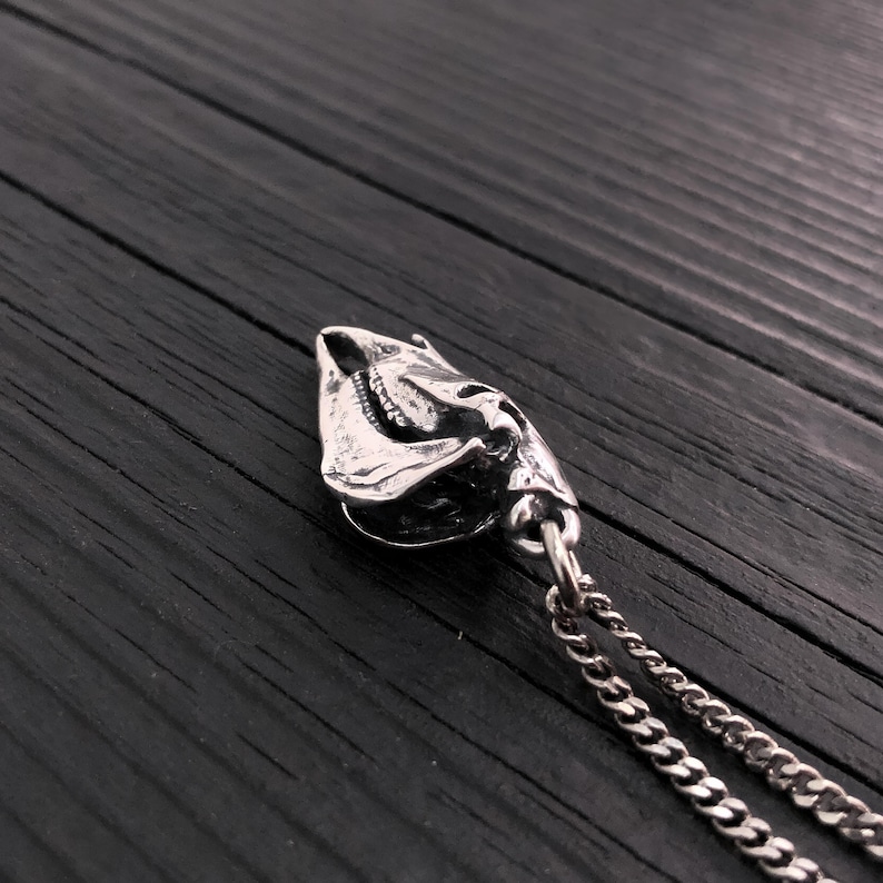 Horse Skull Charm Pendant Necklace - Solid Sterling Silver Equestrian image 5
