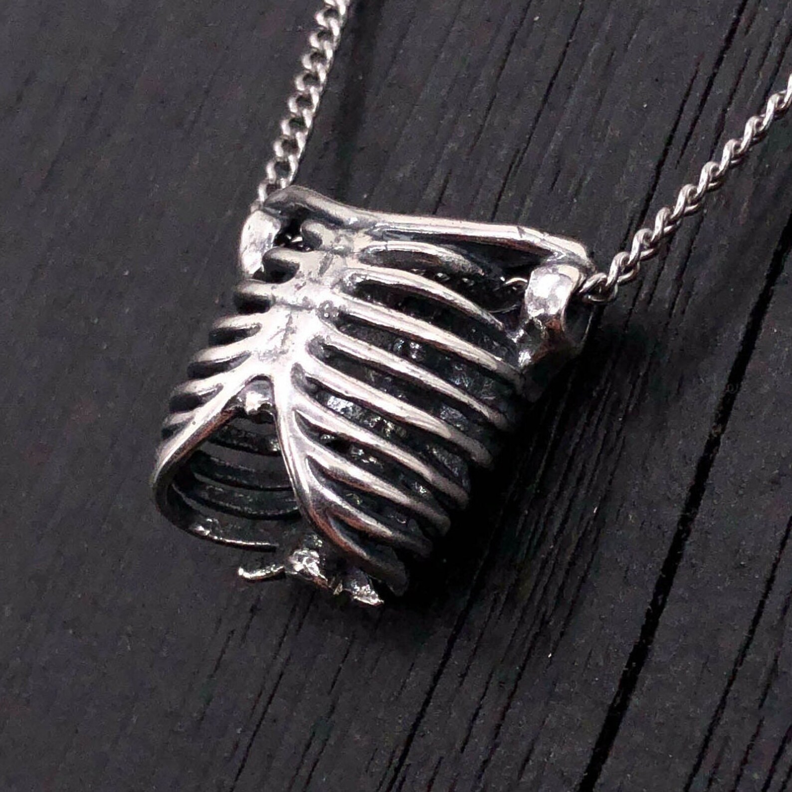 Ribcage Necklace Silver Ribcage Pendant Necklace Anatomical Etsy