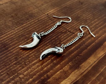 Fox Claw Earrings in Solid Sterling Silver