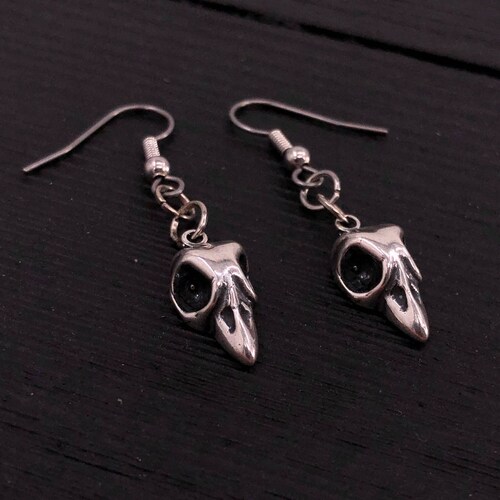 Sterling Silver Baby Bird Skull Earrings - Solid Hand Cast Sterling Silver - Unique Woodland Nature Gift shops For Her