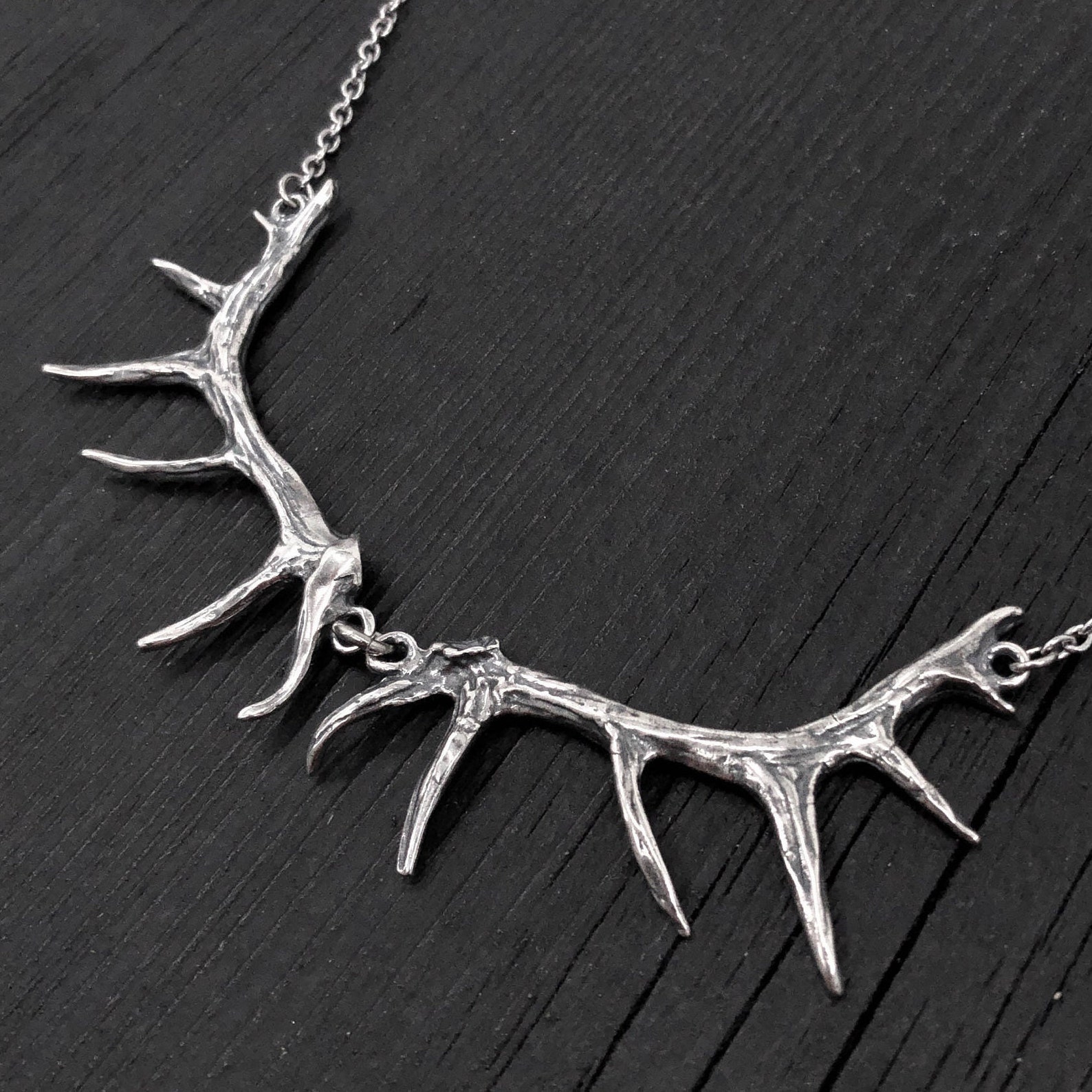 Imperial Elk Antler Choker Bib Necklace Sterling Silver Etsy