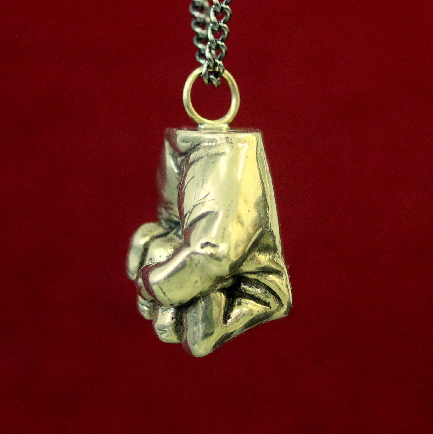 Hand Necklace Bronze Fist Pendant Necklace Clenched Fist Etsy