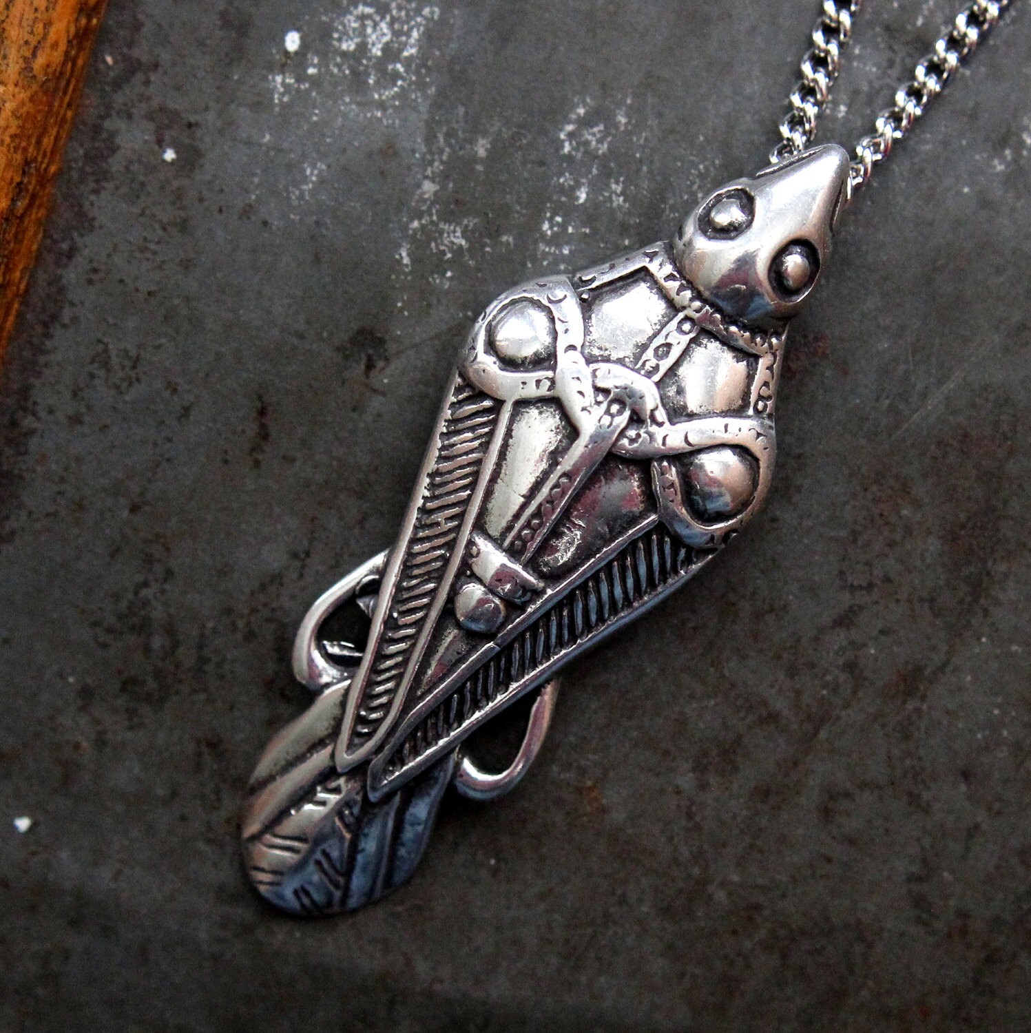 Odins Raven Necklace Ancient Silver Odin's Raven Viking Pendant N…