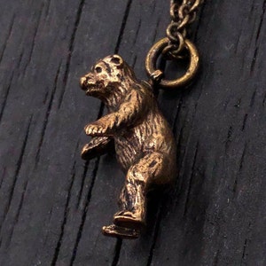 Handcrafted Bronze Bear Totem Pendant - Symbol of Strength and Healing - Spirit Animal Jewelry