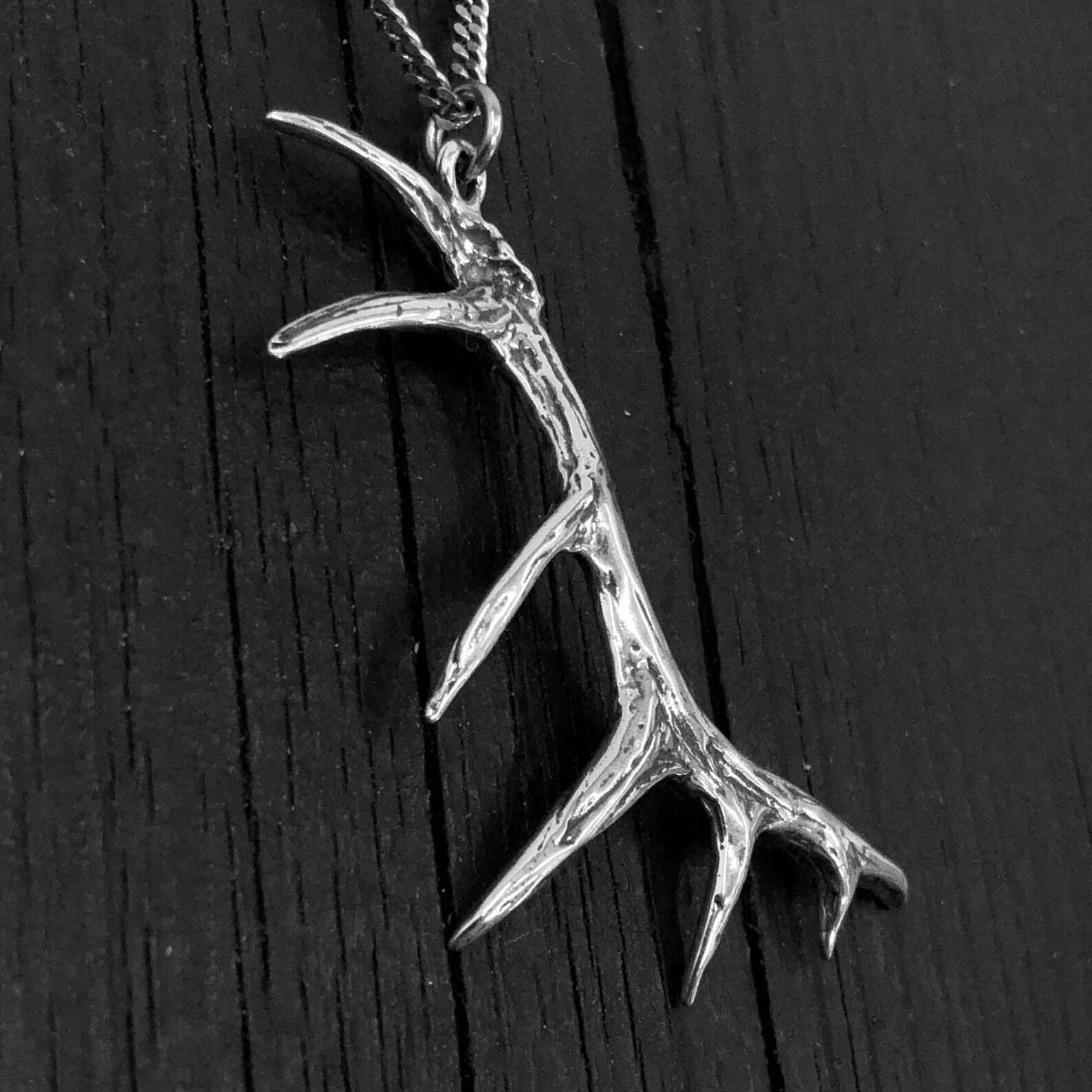 Elk Antler Necklace Solid Sterling Silver Elk Antler Pendant Etsy