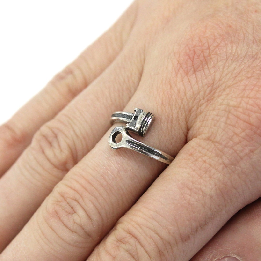 Piston Ring Rod and Piston Ring Silver Piston Ring Ladies Piston and Rod Ring Etsy
