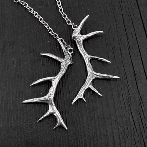 Elk Antler Lariat Solid Sterling Silver Elk Antler Lariat Necklace image 1