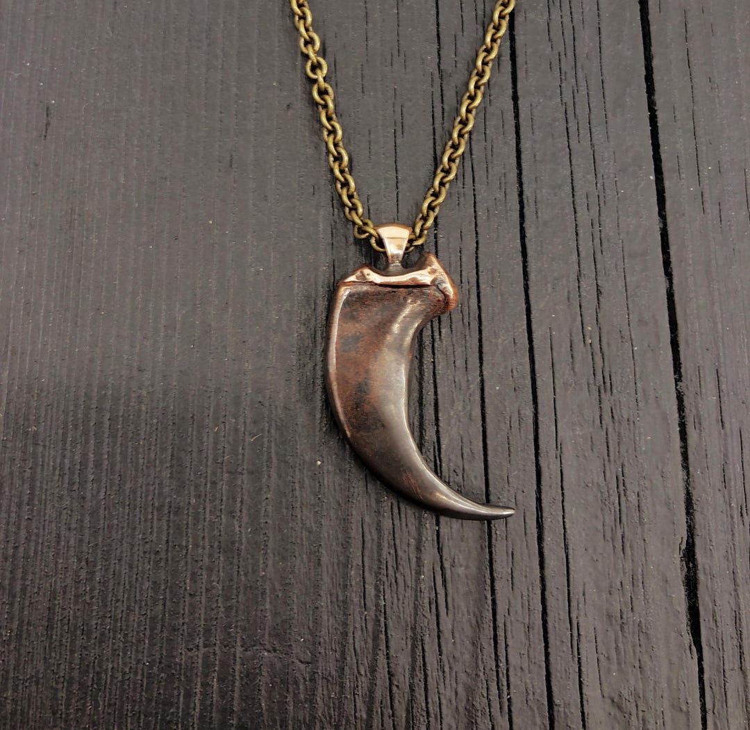 Black Bear Claw Pendant Necklace Solid Cast Bronze