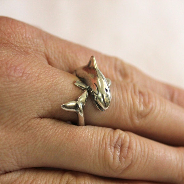 Orca Ring Silver Killer Whale Wrap Ring Orca Jewelry