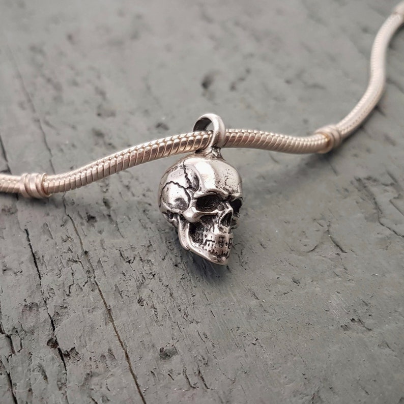 Human Skull Cremation Ash Urn Bracelet Charm Solid Cast 925 Etsy