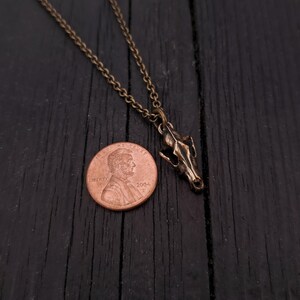 Tiny Grey Wolf Skull Charm Pendant Necklace - Solid Hand Cast Jewelers Bronze image 6