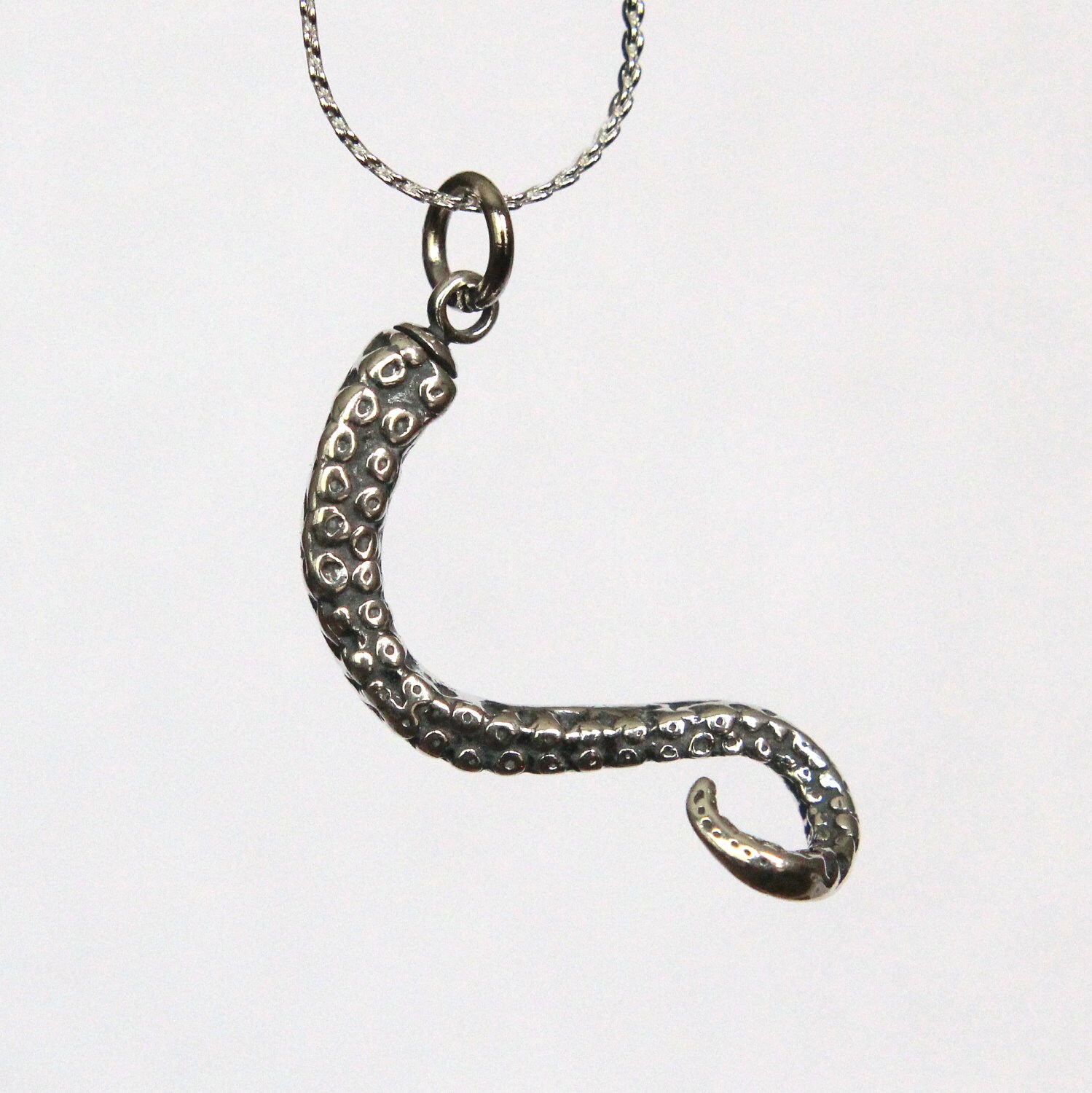Octopus Tentacle Necklace in Solid Sterling Silver Octopus