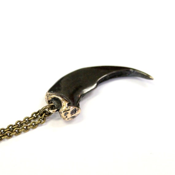 Two Tone Bear Claw Pendant Necklace - Solid Cast Bronze