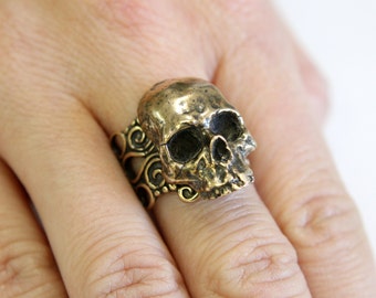 Schädel Ring Filigrane Bronze menschlicher Schädel Ring